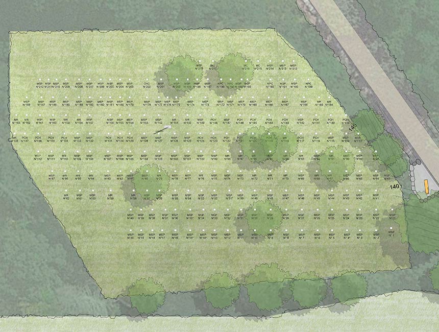 Concord Reformatory Cemetery Map with Markers